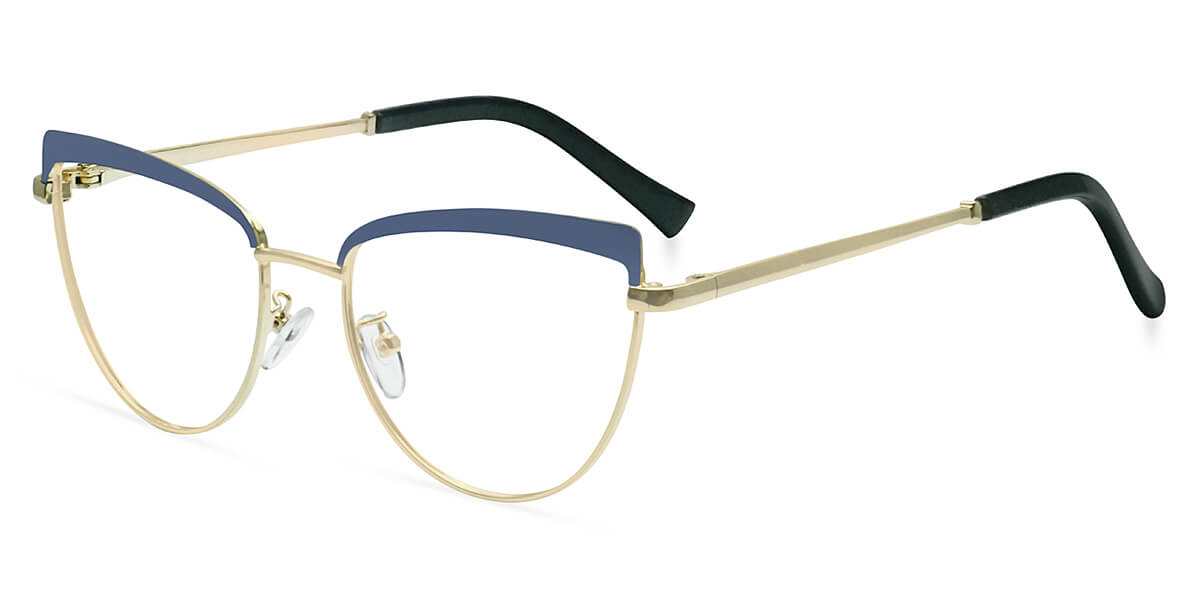 95557 Cat-eye Browline Blue Eyeglasses Frames | Leoptique