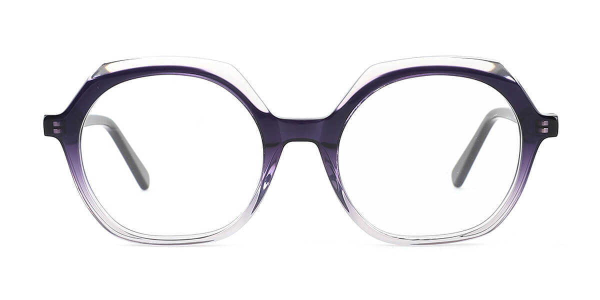 21217 Round Oval Geometric Purple Eyeglasses Frames