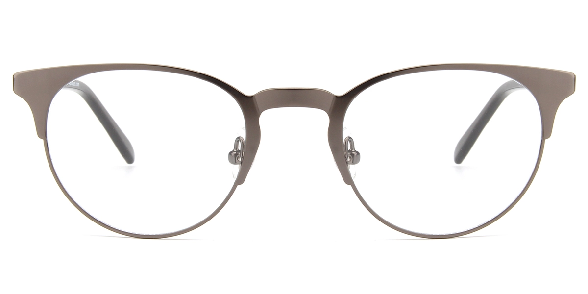 YC-8016 Round Gray Eyeglasses Frames | Leoptique