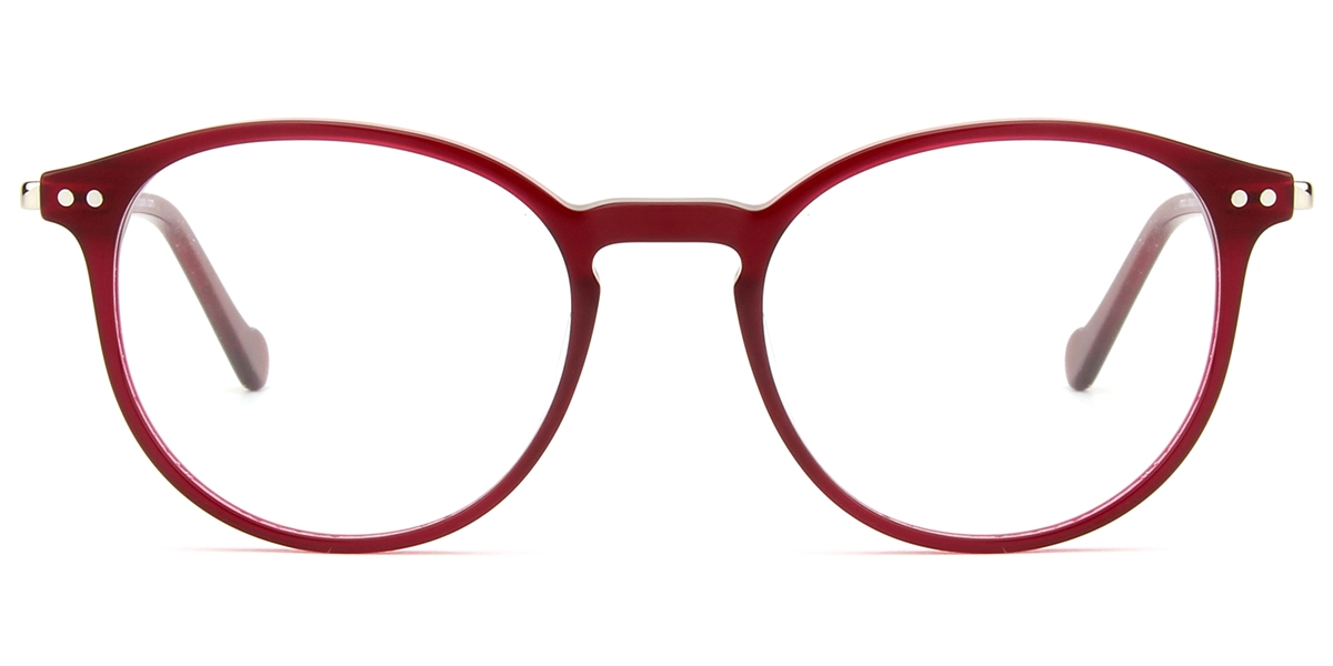 YC2069 Round Red Eyeglasses Frames | Leoptique
