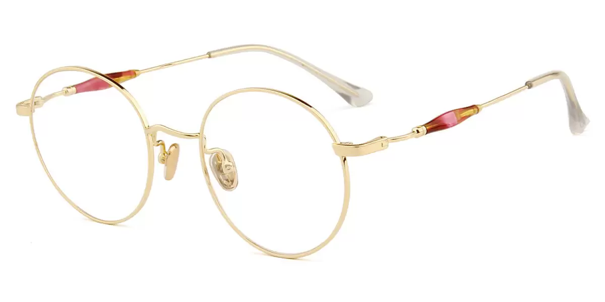 8846 Round Yellow Eyeglasses Frames | Leoptique