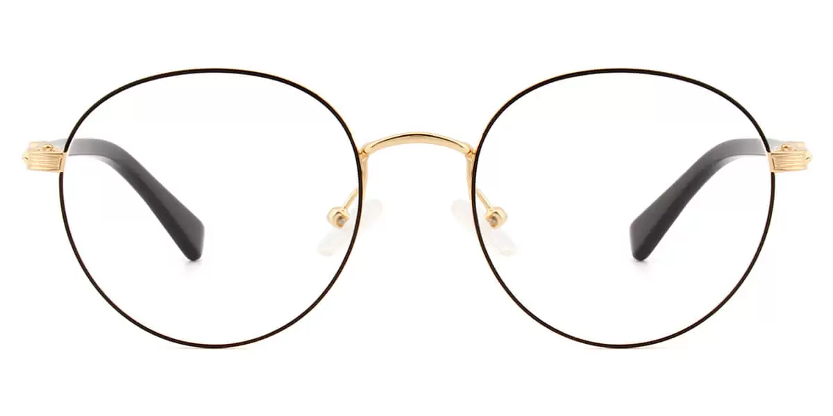 YC-8022 Round Black Eyeglasses Frames | Leoptique