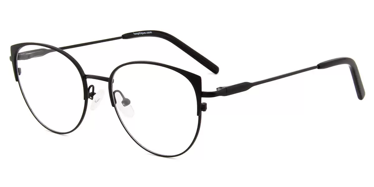 YC-8031 Oval Cat-eye Black Eyeglasses Frames | Leoptique