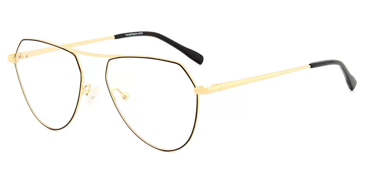YC-8038 Aviator Black Eyeglasses Frames | Leoptique