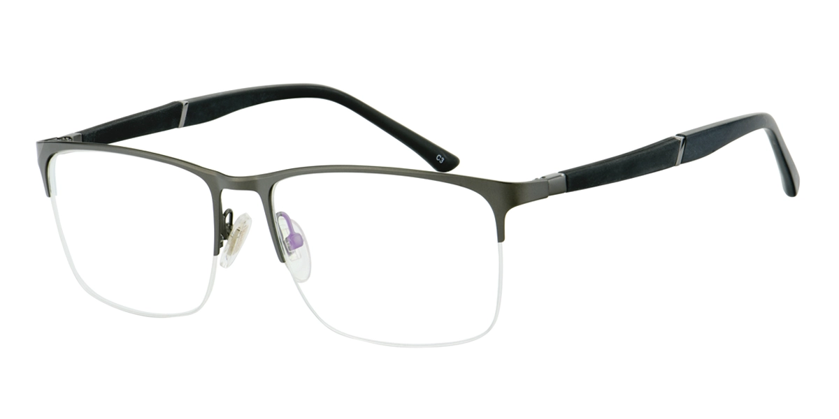 F1008 Rectangle Gray Eyeglasses Frames Leoptique