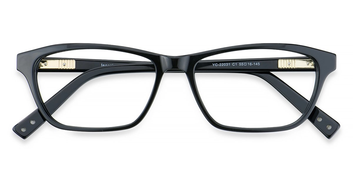 YC-22031 Rectangle Black Eyeglasses Frames | Leoptique