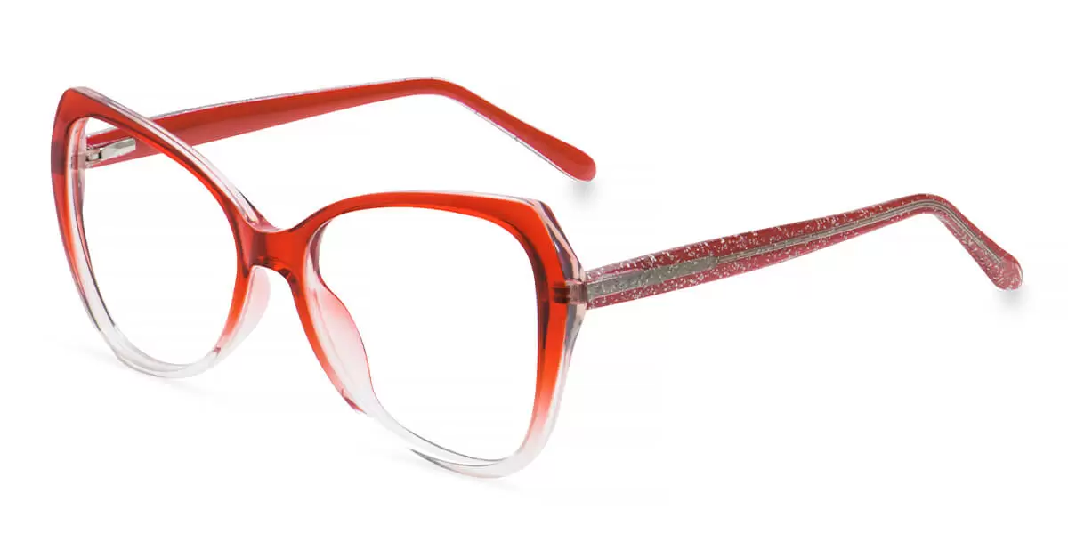 W2011 Cat-eye Butterfly Red Eyeglasses Frames | Leoptique