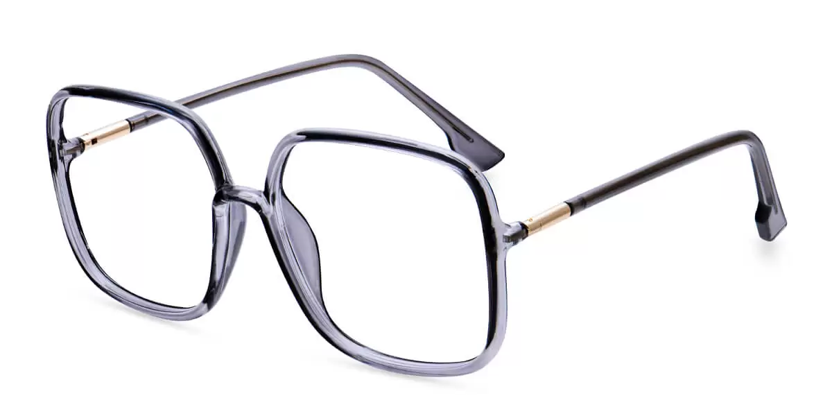 95614 Square Gray Eyeglasses Frames Leoptique