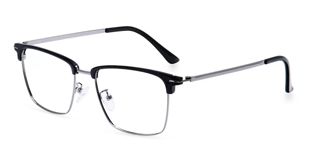 TR1868 Rectangle Browline Black Eyeglasses Frames | Leoptique