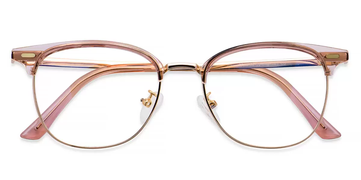 TR1799 Oval Browline Pink Eyeglasses Frames | Leoptique