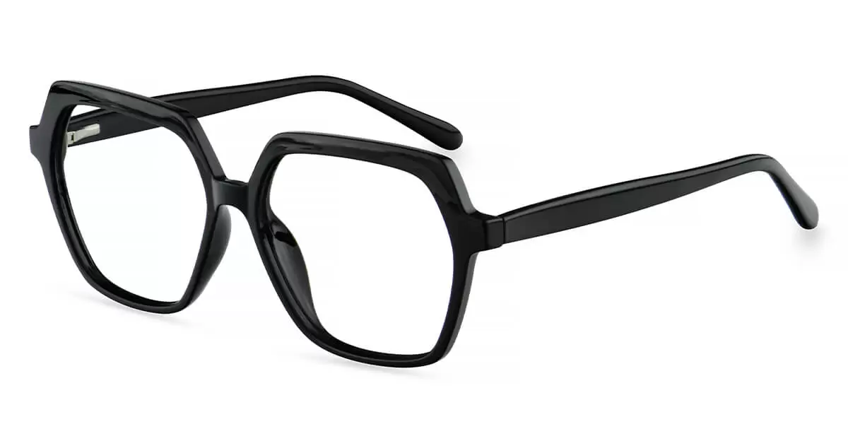 W2018 Square Geometric Black Eyeglasses Frames | Leoptique