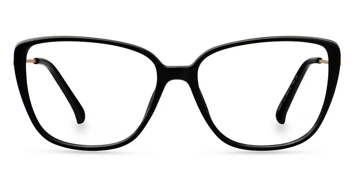 95201 Rectangle Black Eyeglasses Frames | Leoptique