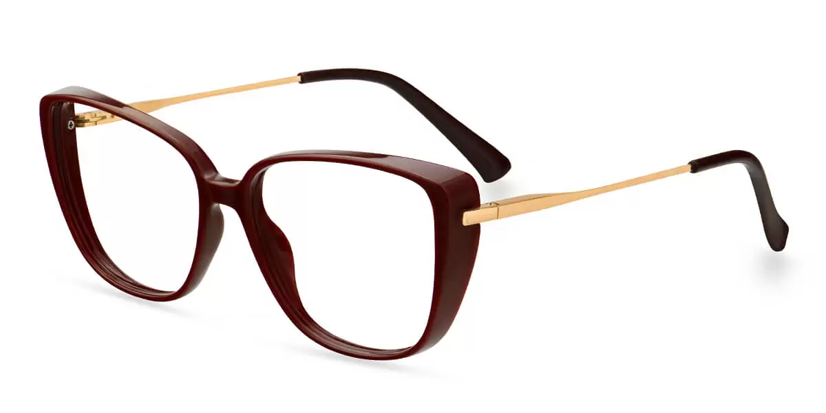 95201 Rectangle Red Eyeglasses Frames | Leoptique