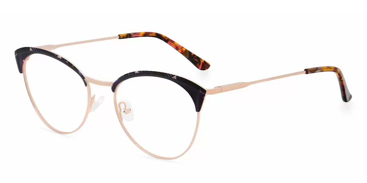 93122 Cat-eye Browline Floral Eyeglasses Frames | Leoptique