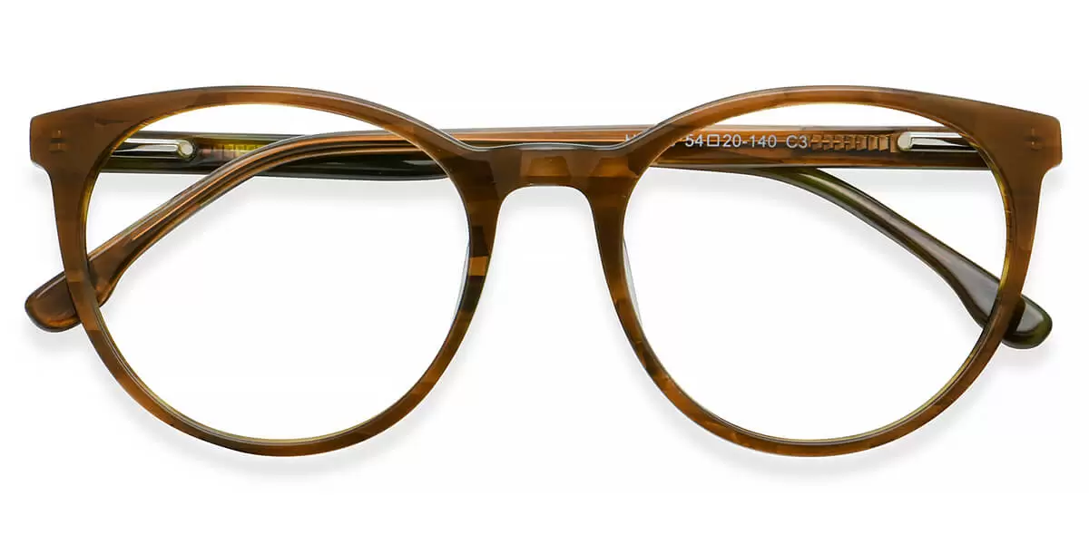 H5086 Round Brown Eyeglasses Frames Leoptique
