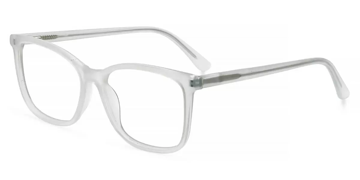 Z1001 Rectangle White Eyeglasses Frames | Leoptique