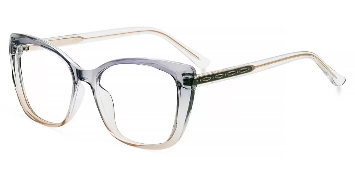 TR7520 Rectangle Gray Eyeglasses Frames | Leoptique