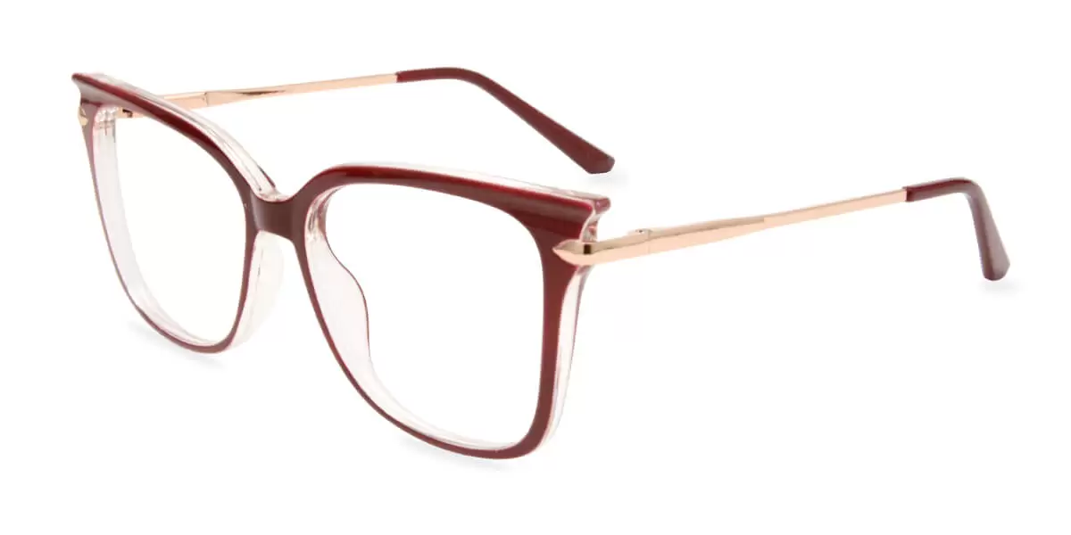 87061 Rectangle Red Eyeglasses Frames | Leoptique