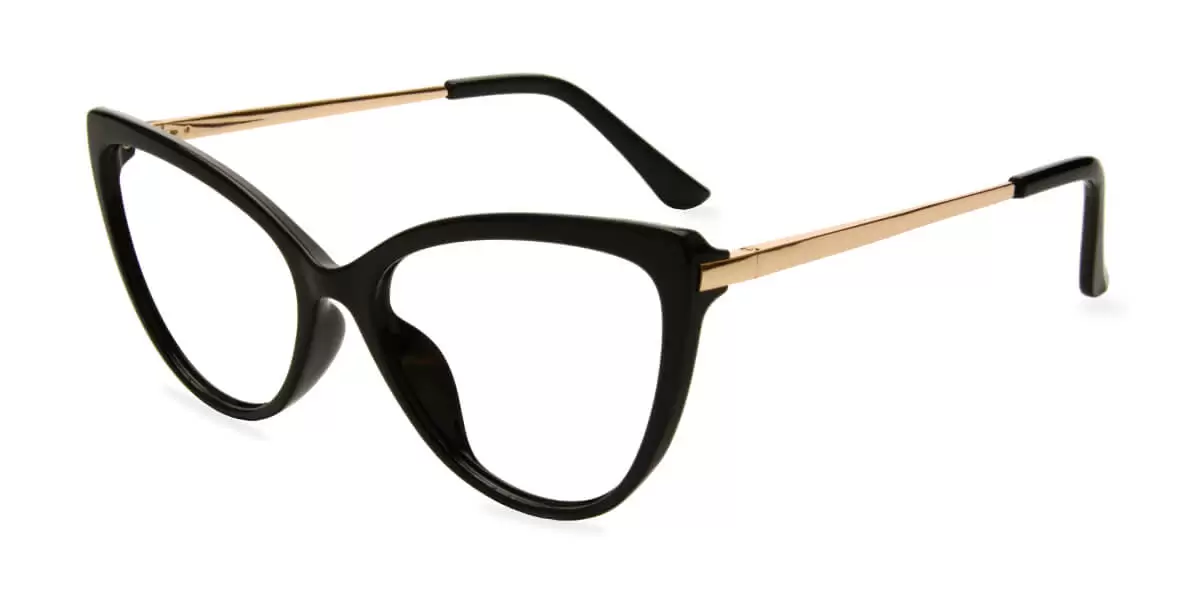95658 CLIP-ON SET Cat-eye Black Eyeglasses Frames | Leoptique