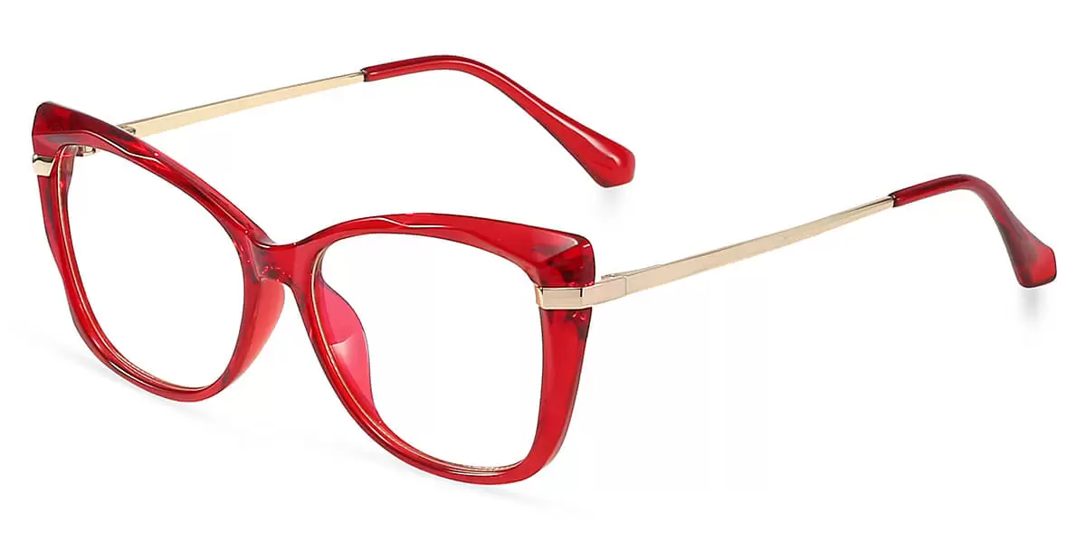 95677 Rectangle Red Eyeglasses Frames | Leoptique