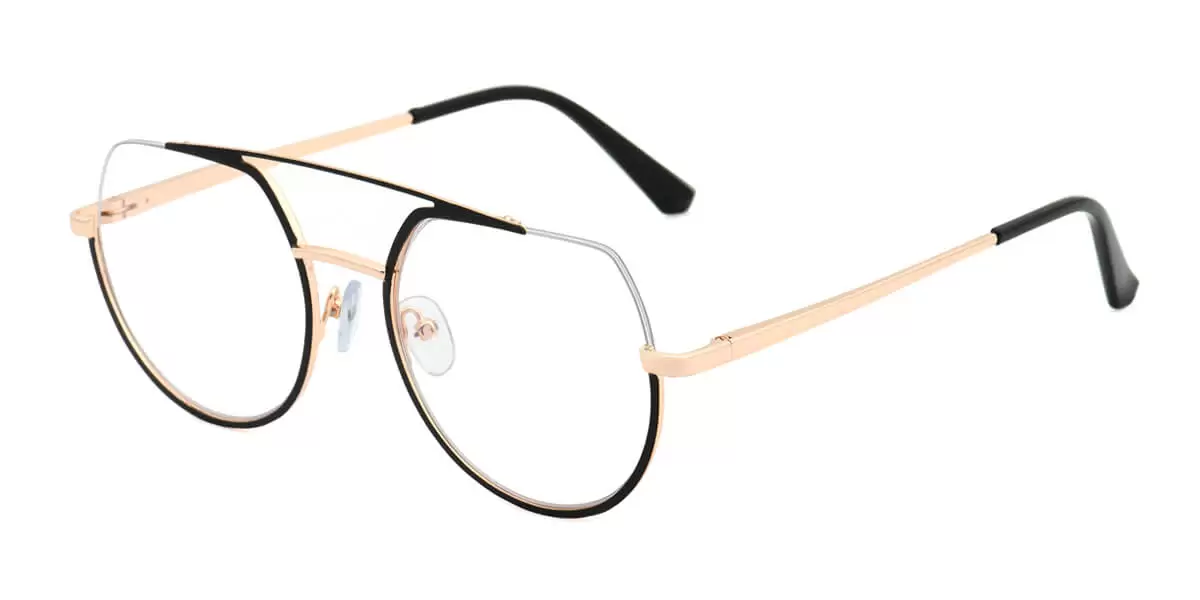 95928 Aviator Black Eyeglasses Frames | Leoptique