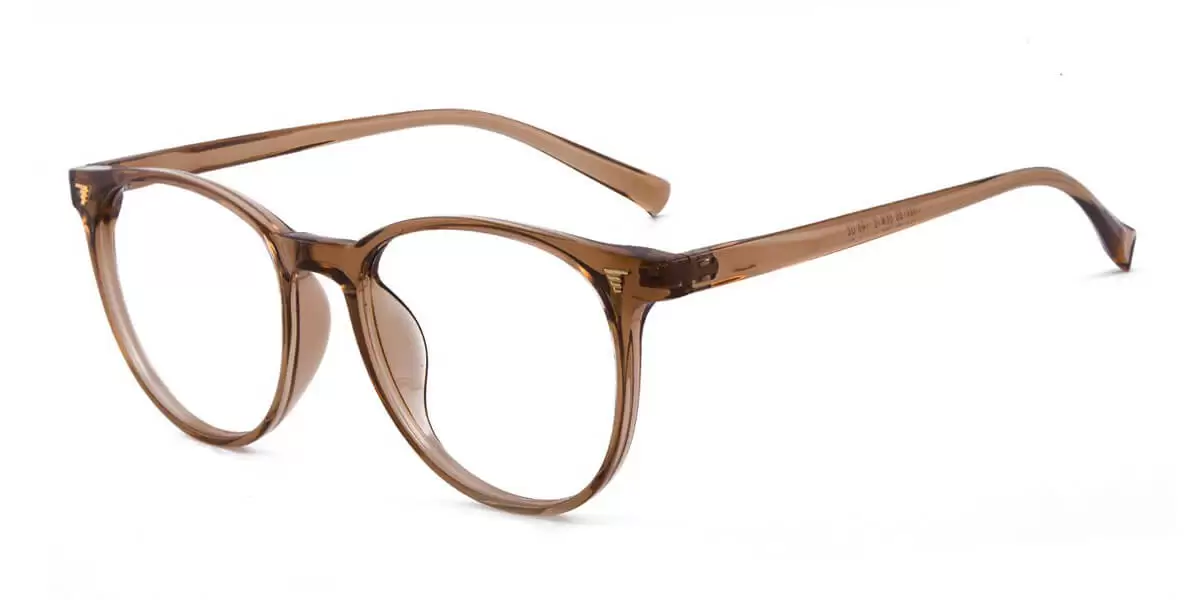 80728 Round Oval Brown Eyeglasses Frames Leoptique