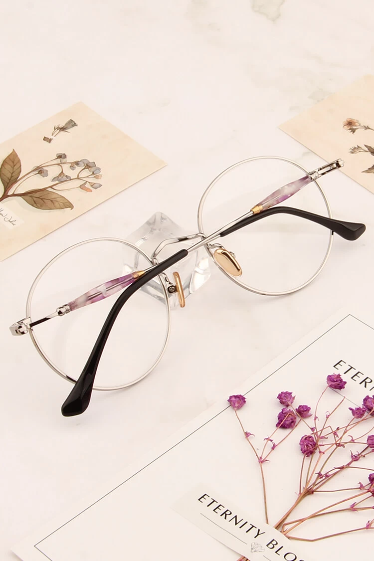 8846 Round Silver Eyeglasses Frames | Leoptique