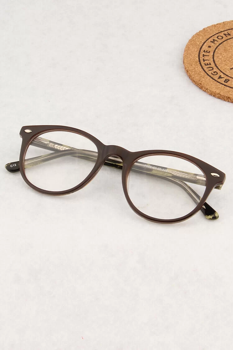 F986 Round Brown Eyeglasses Frames Leoptique