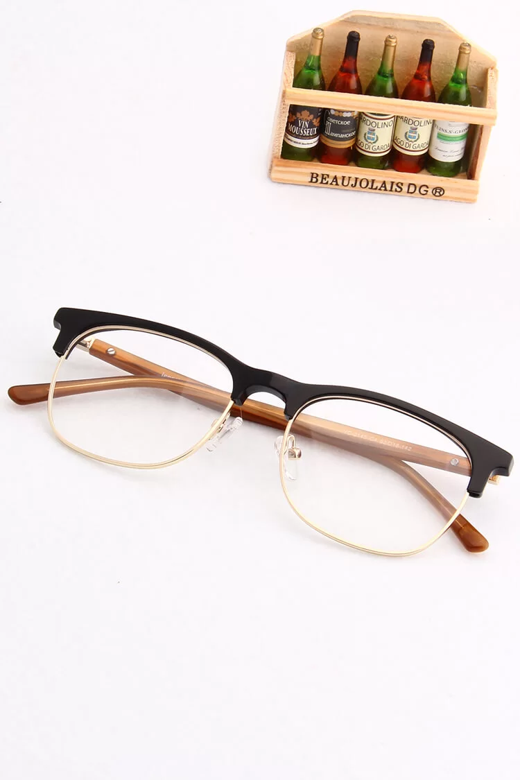 Yc 2145 Rectangle Browline Black Eyeglasses Frames Leoptique