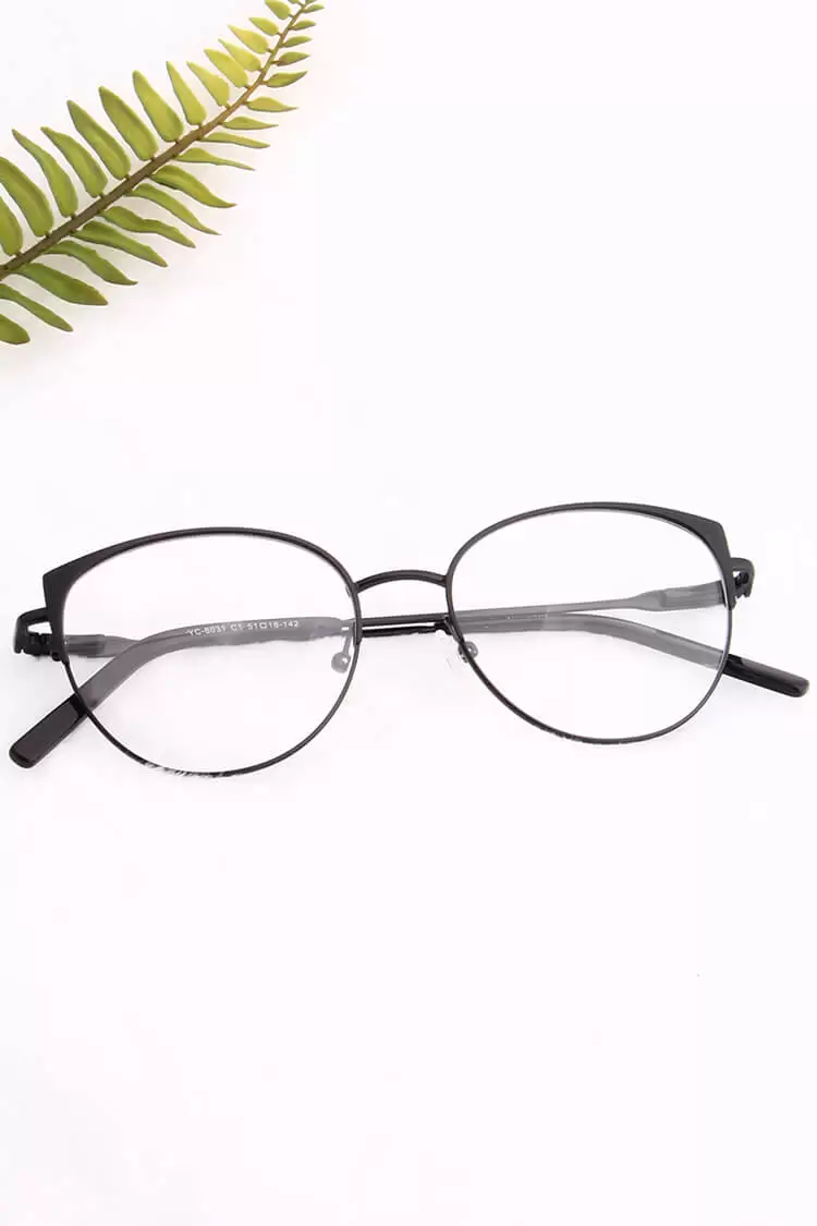 YC-8031 Oval Cat-eye Black Eyeglasses Frames | Leoptique