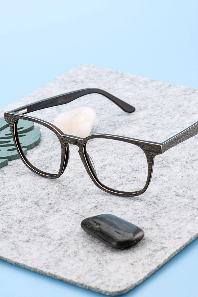 H4011 Square Gray Eyeglasses Frames | Leoptique