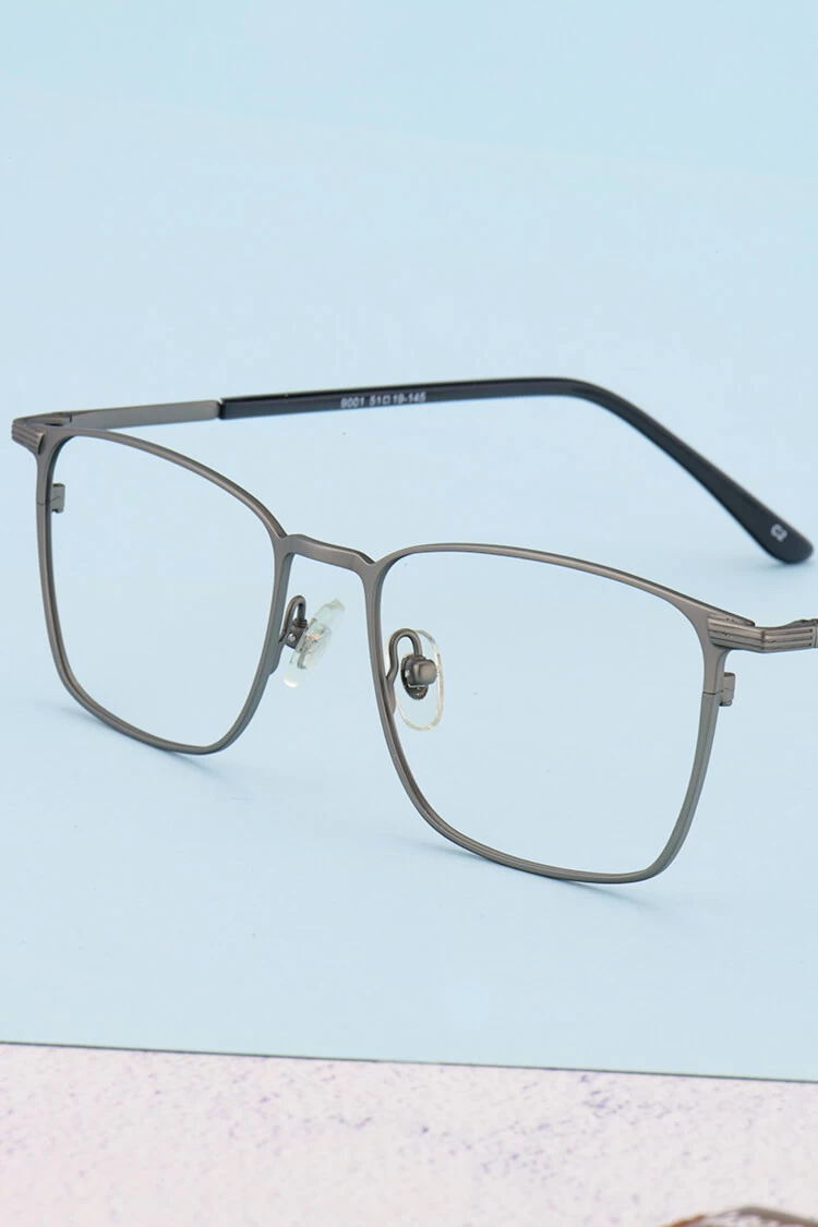 9001 Rectangle Gray Eyeglasses Frames | Leoptique