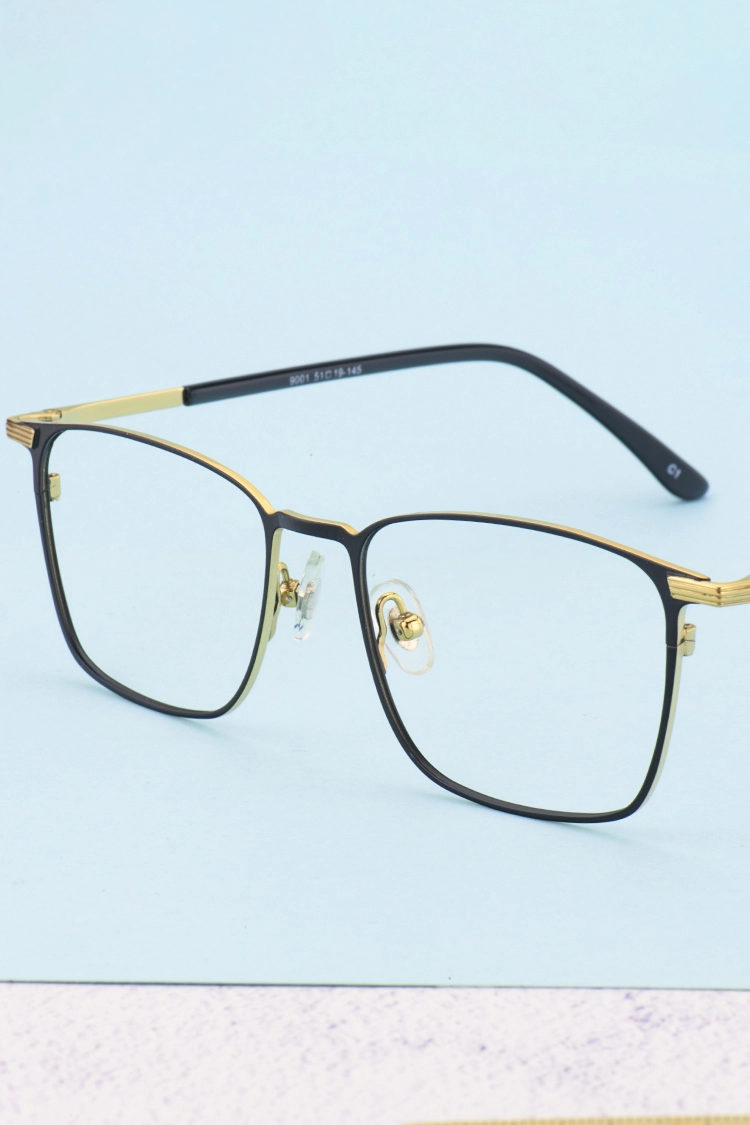 9001 Rectangle Black Eyeglasses Frames | Leoptique
