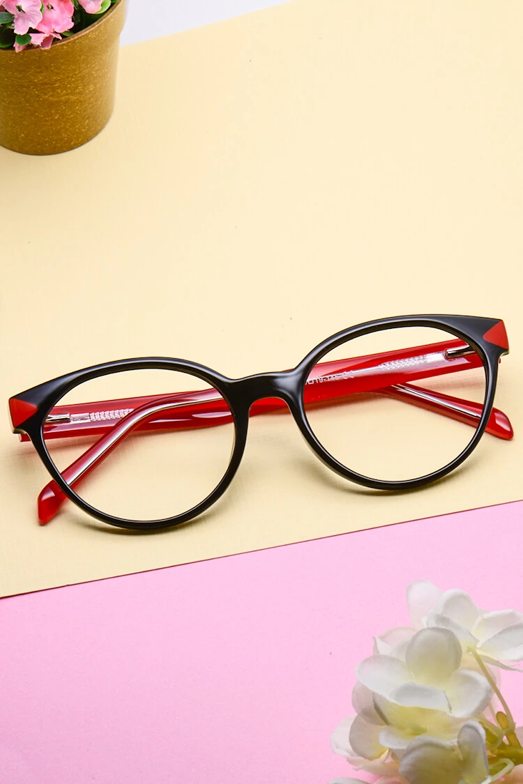 93348 Round Black Eyeglasses Frames | Leoptique