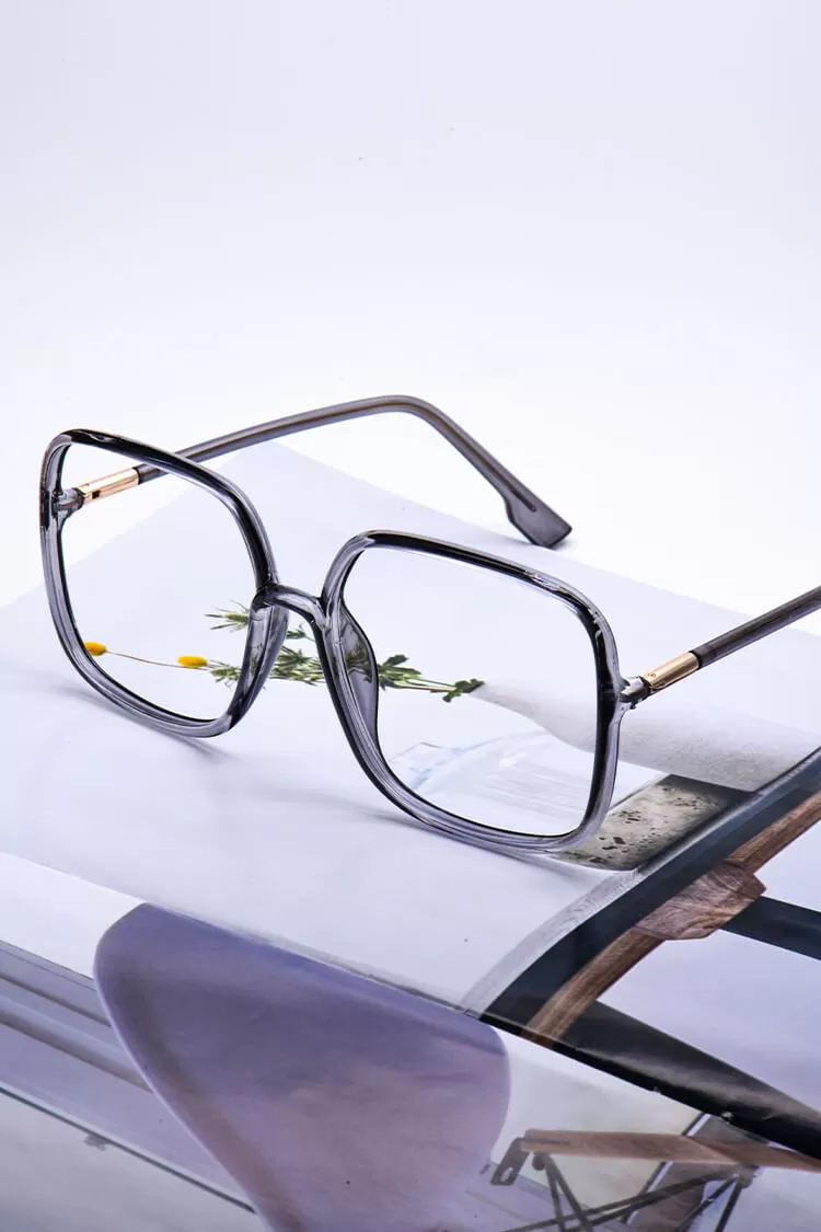 95614 Square Gray Eyeglasses Frames Leoptique
