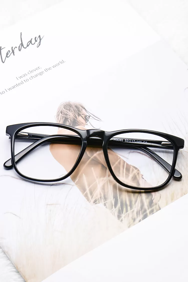 H5085 Square Black Eyeglasses Frames Leoptique