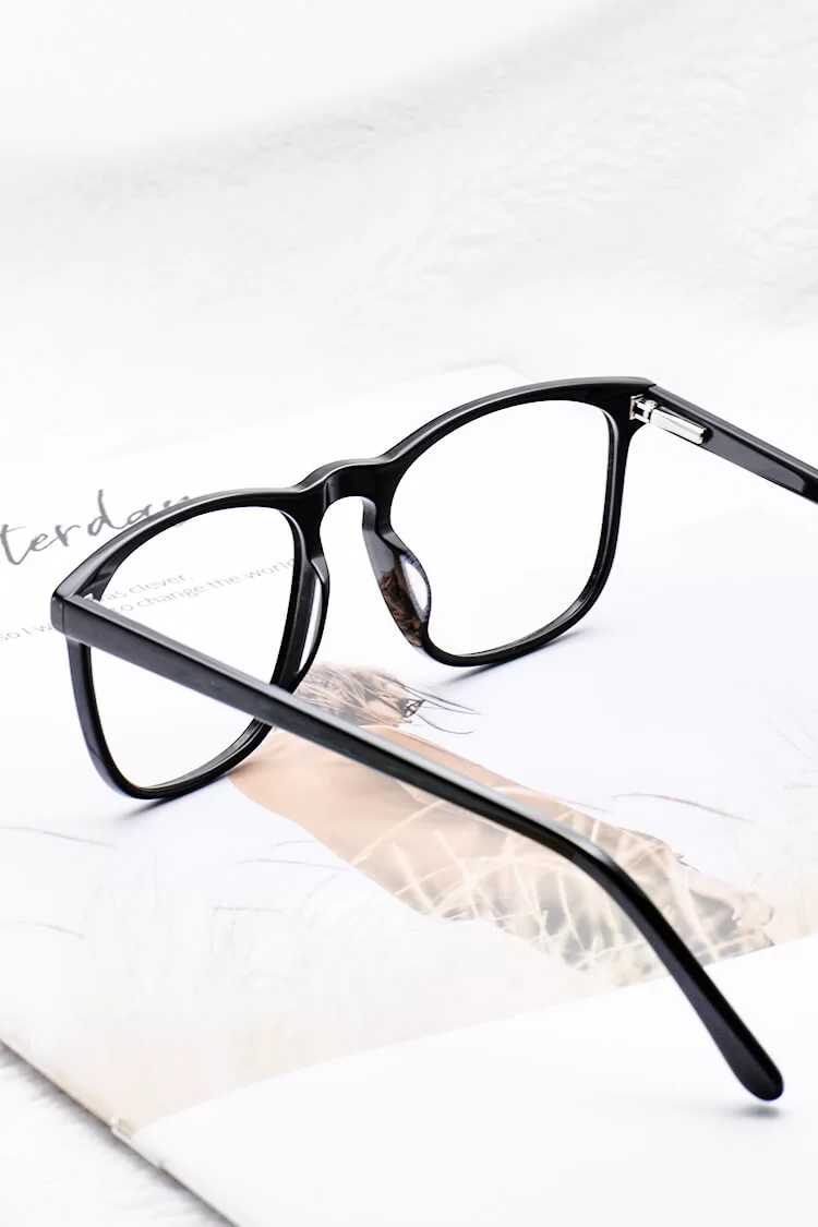 H5085 Square Black Eyeglasses Frames | Leoptique
