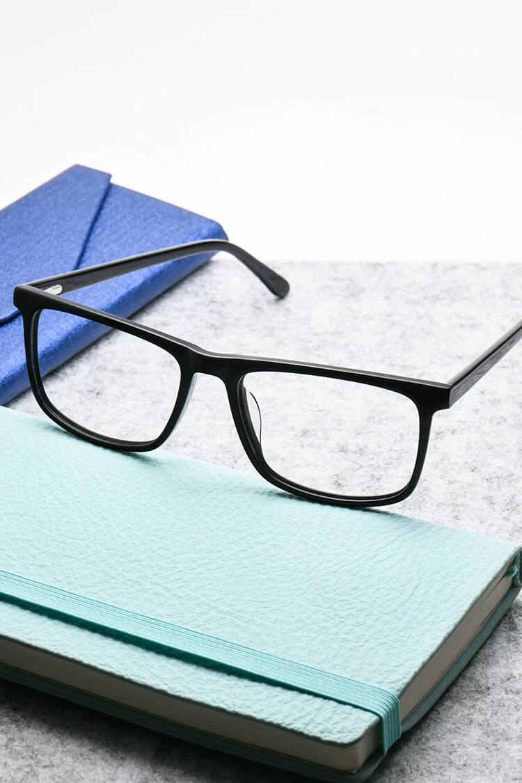 H5087 Rectangle Black Eyeglasses Frames | Leoptique