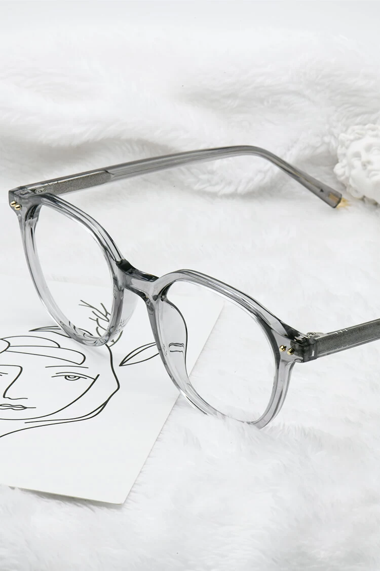 CH2816 Round Gray Eyeglasses Frames | Leoptique