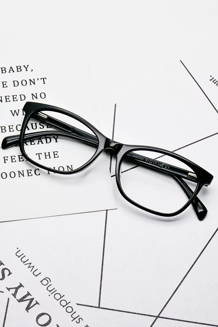 H5093 Rectangle Black Eyeglasses Frames Leoptique