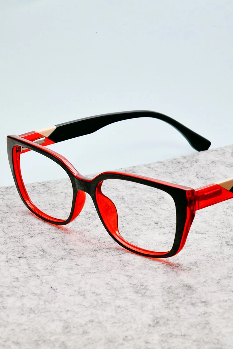 Y5201 Rectangle Red Eyeglasses Frames | Leoptique