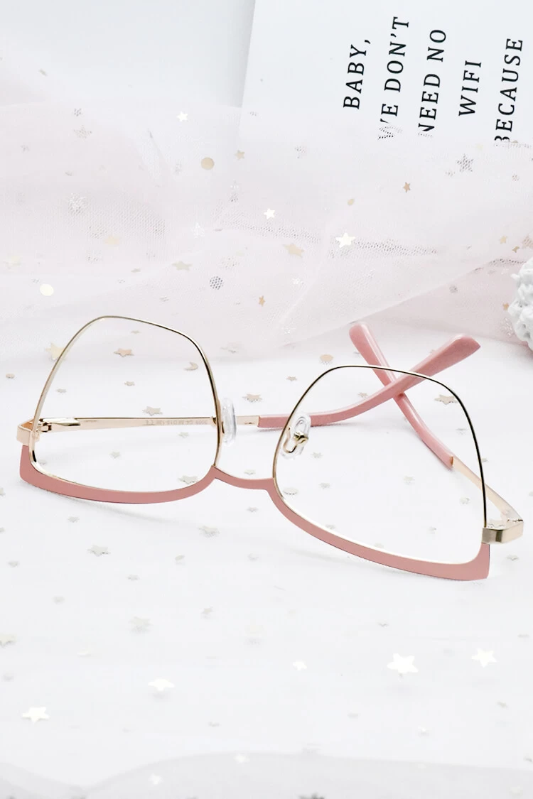 W3009 Cat-eye Butterfly Browline Pink Eyeglasses Frames | Leoptique