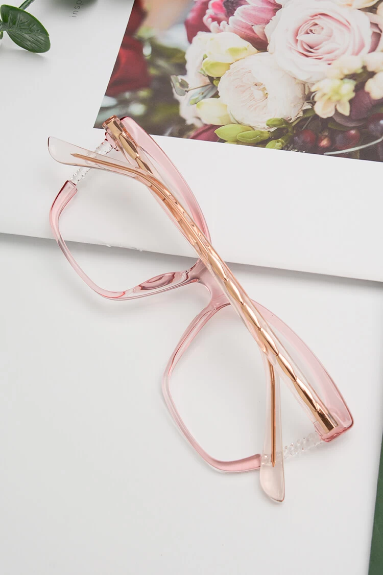 TR7570 Rectangle Pink Eyeglasses Frames | Leoptique